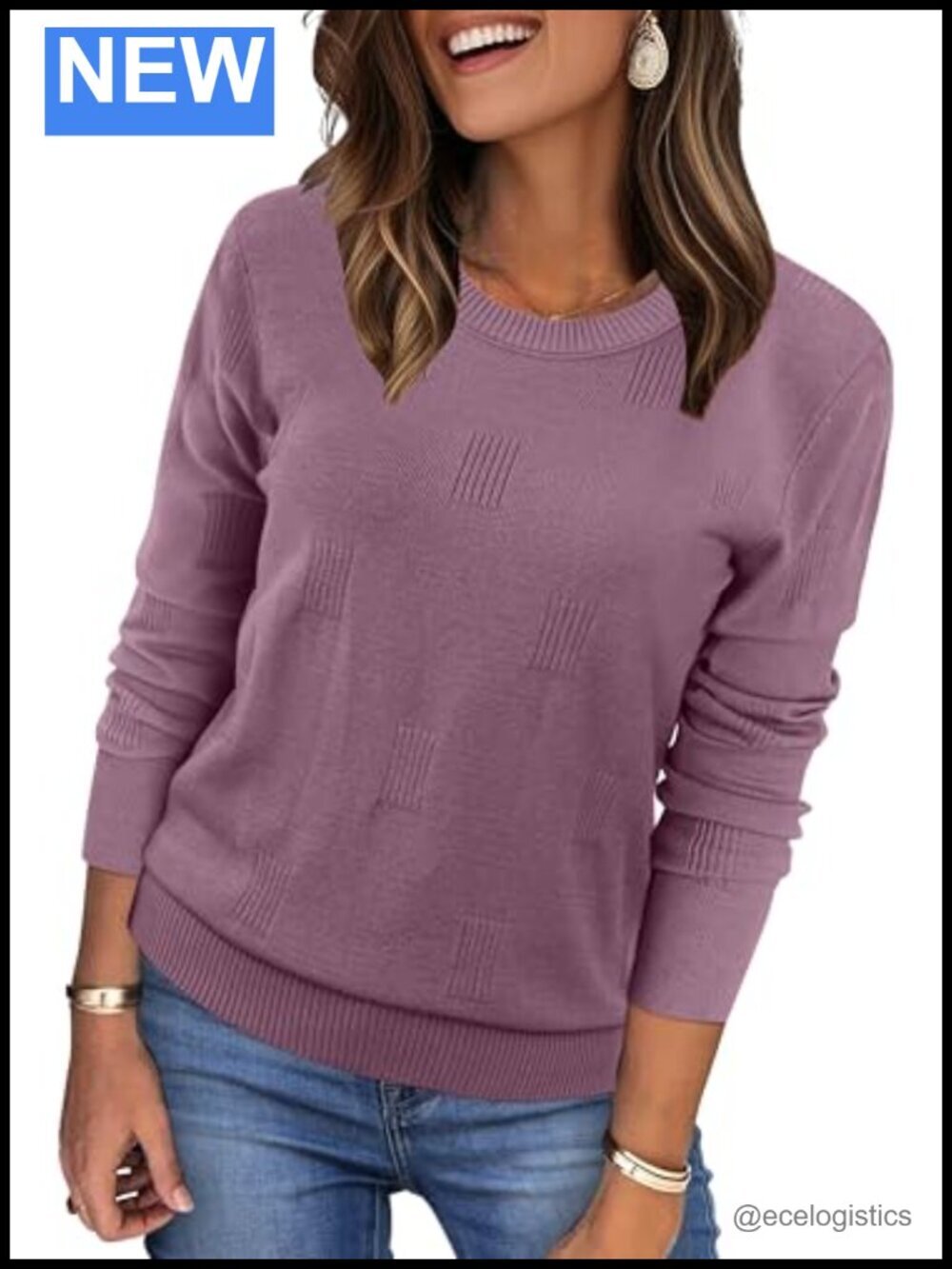 Lightweight Knit Crew Neck Long Sleeve Pullover Sweater
